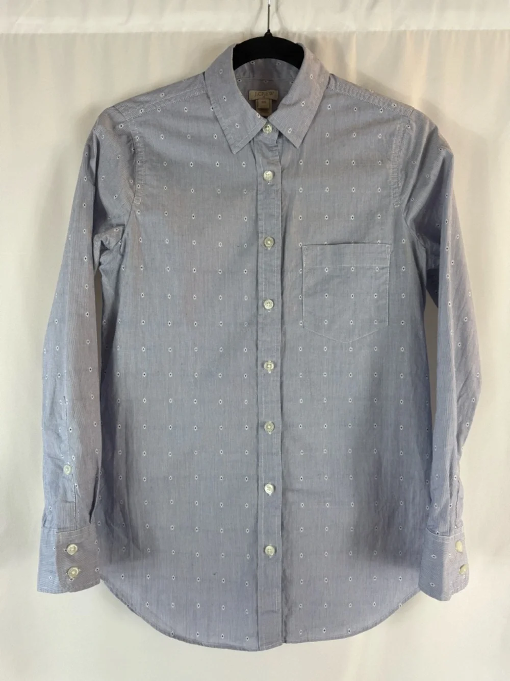 J. Crew Light Blue floral Print Cotton Button-Down Shirt size: XXS